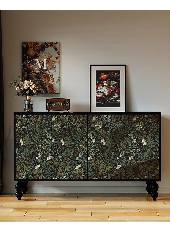 Zeemey Dark Green Fern Botanical Shelf Liner Contact Paper Self Adhesive Vinyl Botanical Drawer Liner Wall Paper for Kitchen Cabinets Dresser Dollhouse Walls Arts Crafts Decal(0.44m*10m) - Image 3